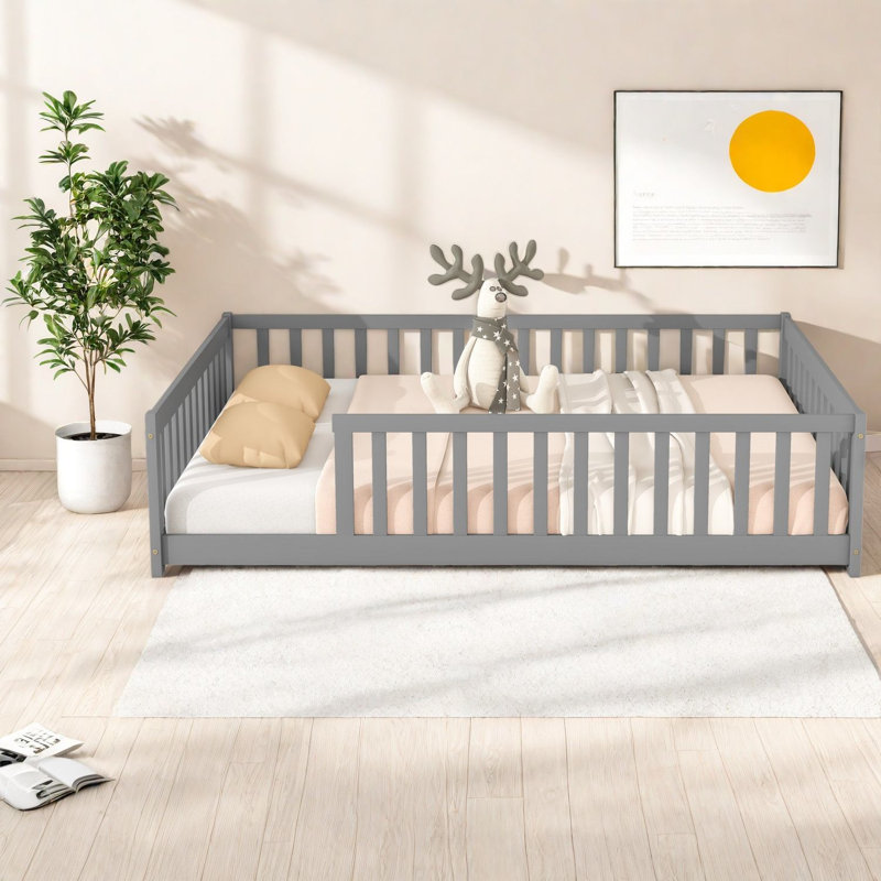 Lits doubles sécuritaires, structure de plancher en bois d'hévéa, chambre à coucher pour enfants moderne
