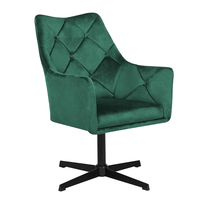 Chunn Upholstered Swivel Armchair, Emerald Green