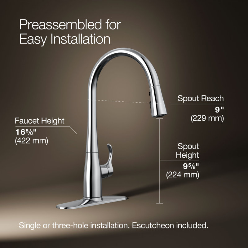 Simplice Pull Down Single Handle Kitchen Faucet, Polished Chrome