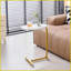 Ensemble de 2 tables basses blanches en forme de C pour petits espaces, acier et amp; Panneau de fibres à densité moyenne, facile à glisser sous le canapé / lit-1560798633
