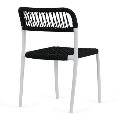 Set of 12 Gooden Black Woven Rope Fabric Dining Chair with Plastic Frame
