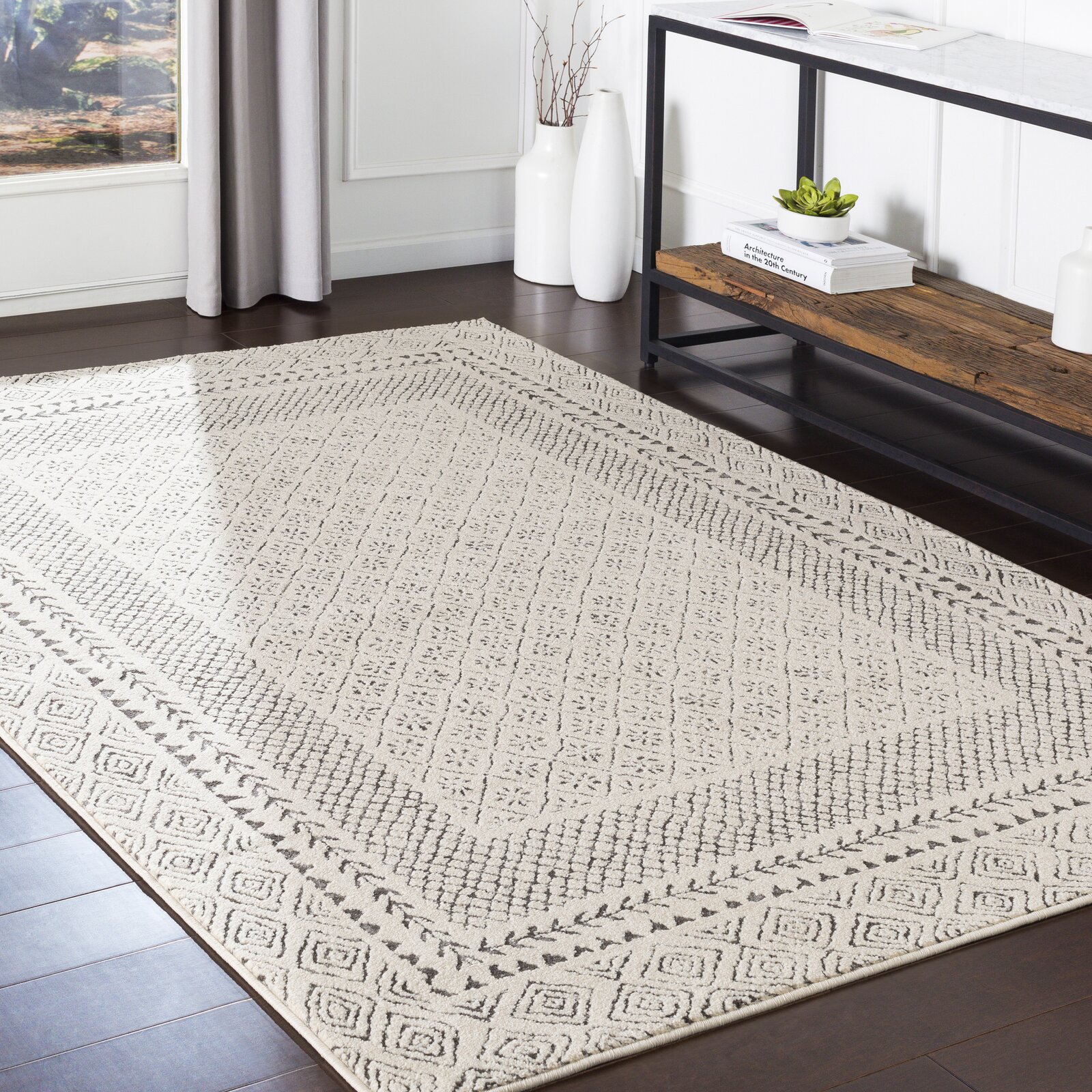 Calvo Light BeigeCharcoal Area Rug by Wade Logan® 12x5