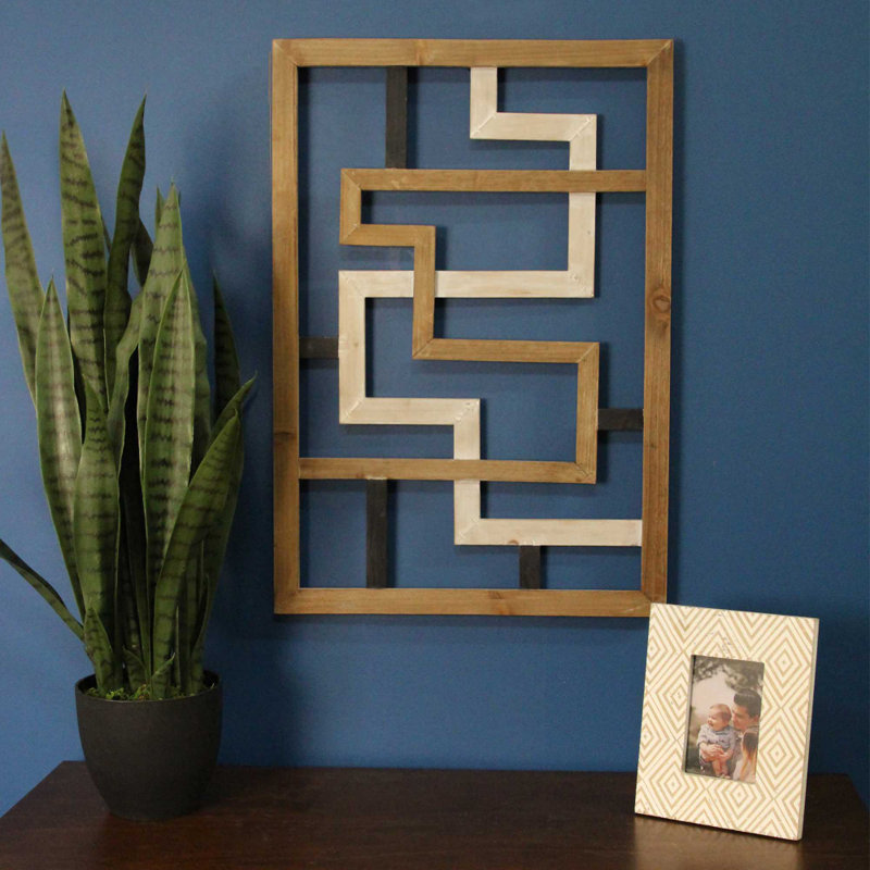 Art mural moderne en bois naturel et noir Modern Maze