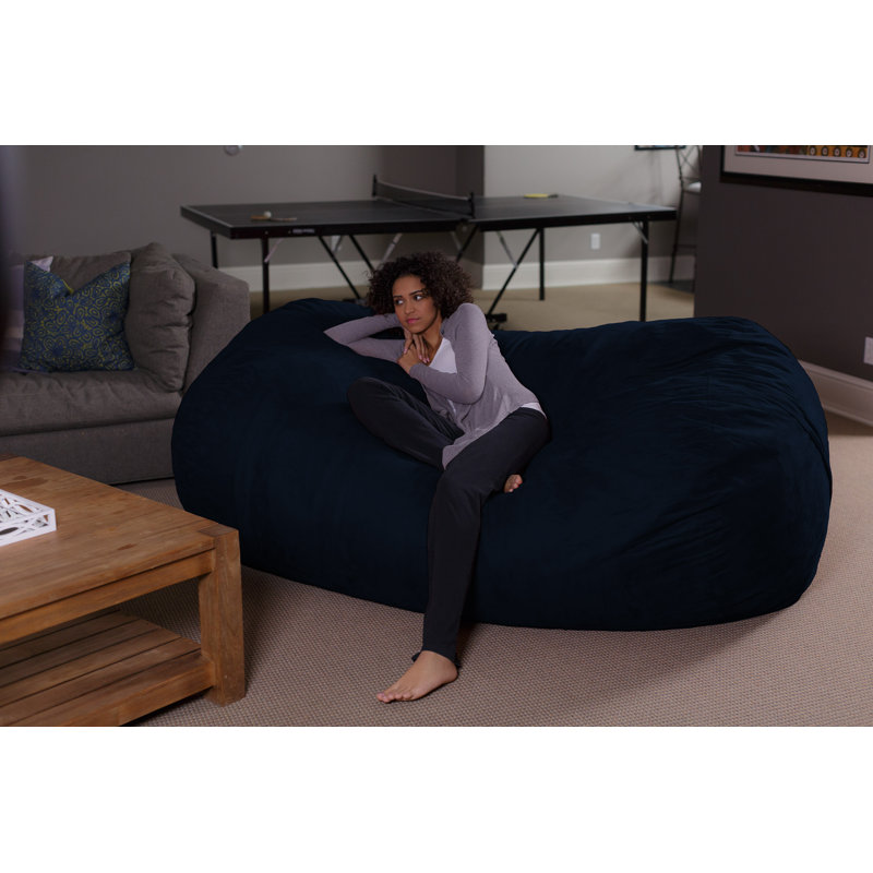Jumbo Large Bean Bag Sofa, Microfiber/Microsuede Navy