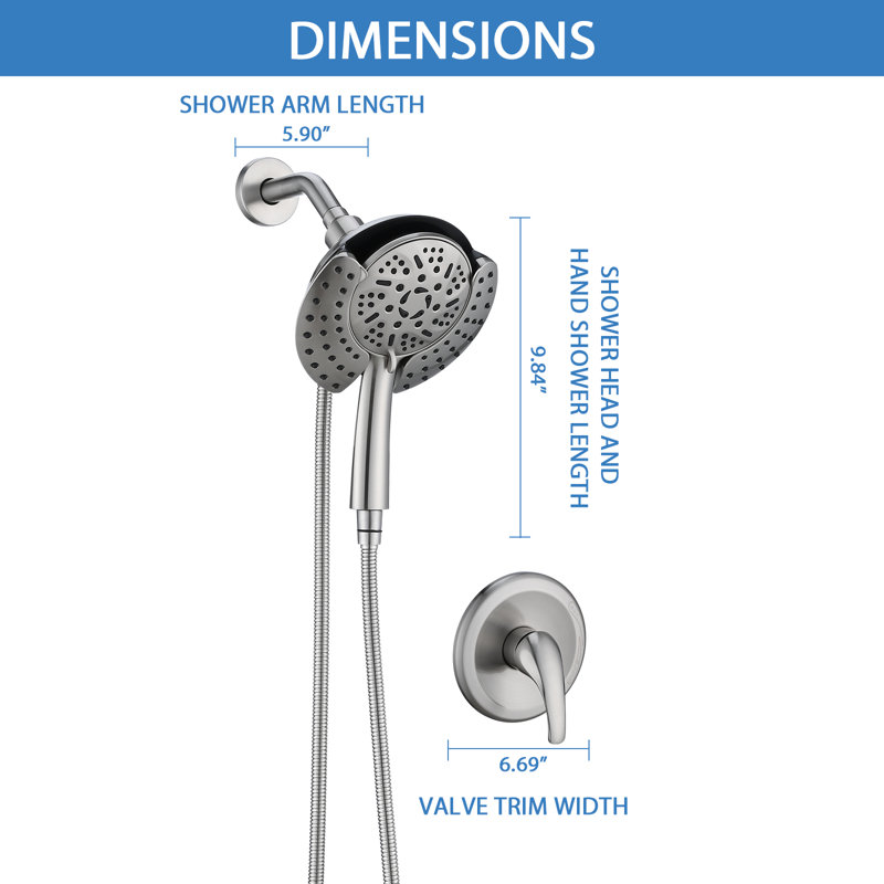 Système de douche complet avec valve brute, Nickel brossé