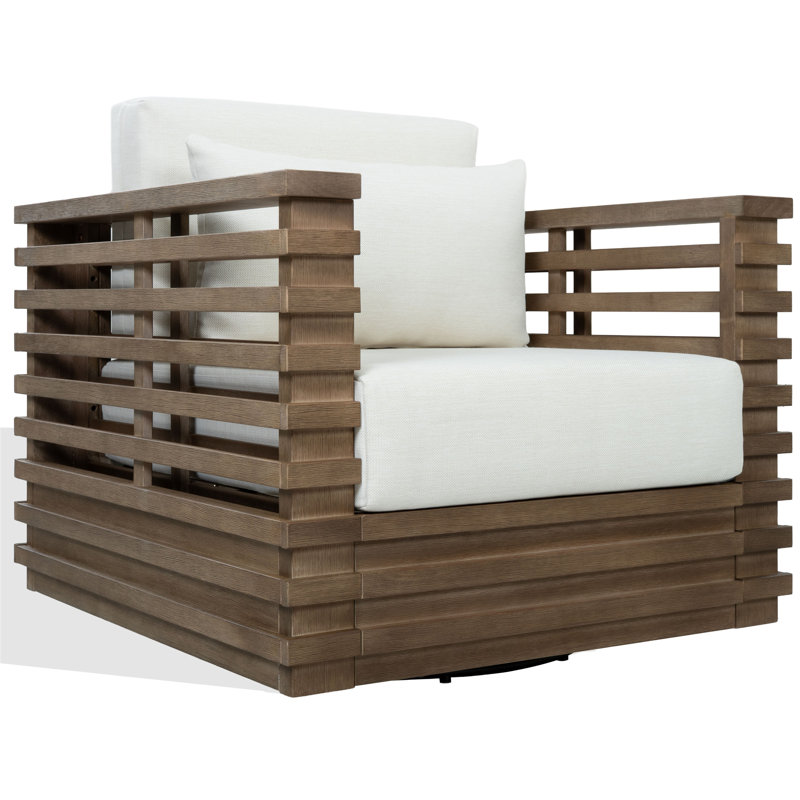 Fauteuil pivotant en eucalyptus Tortuga