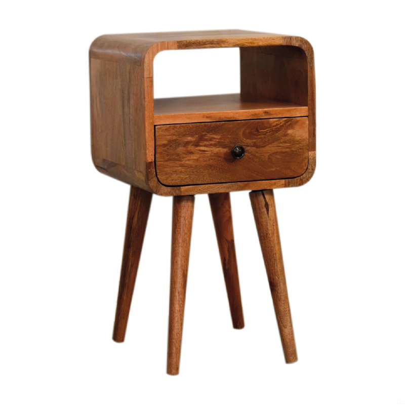 Table de chevet ouverte en bois massif Mini Oakish Curve