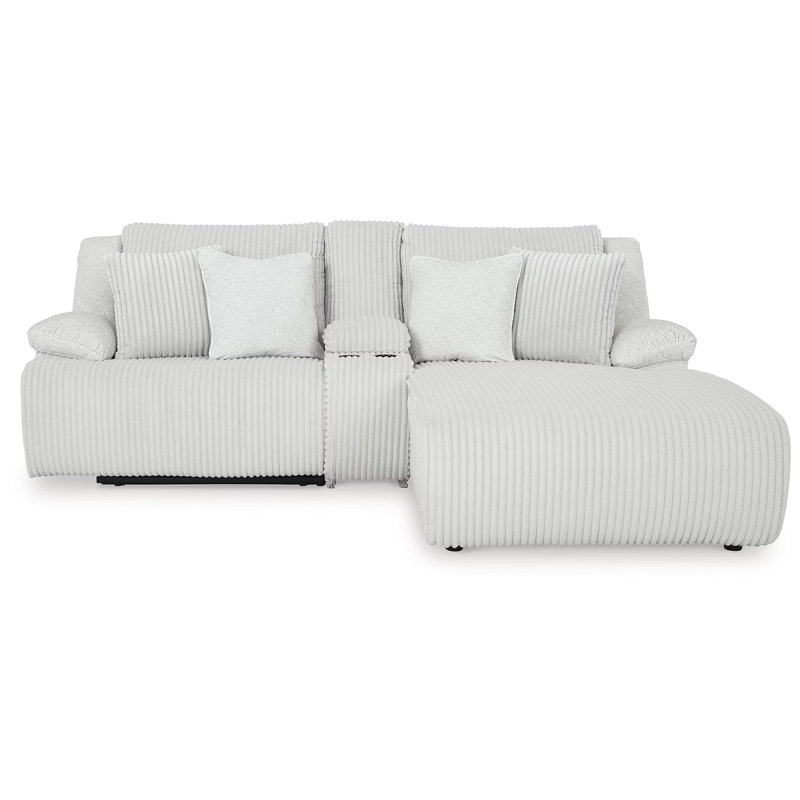 Canapé modulaire inclinable 3 pièces avec méridienne Matherly, Polyester blanc, Right Hand Facing