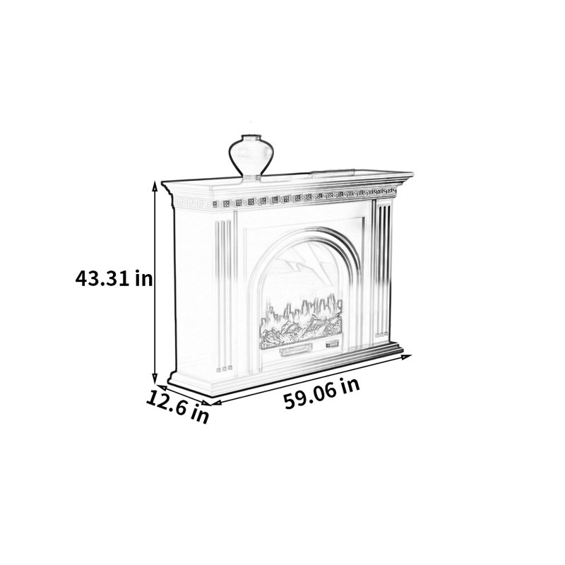 Meuble télé avec foyer électrique français sculpté