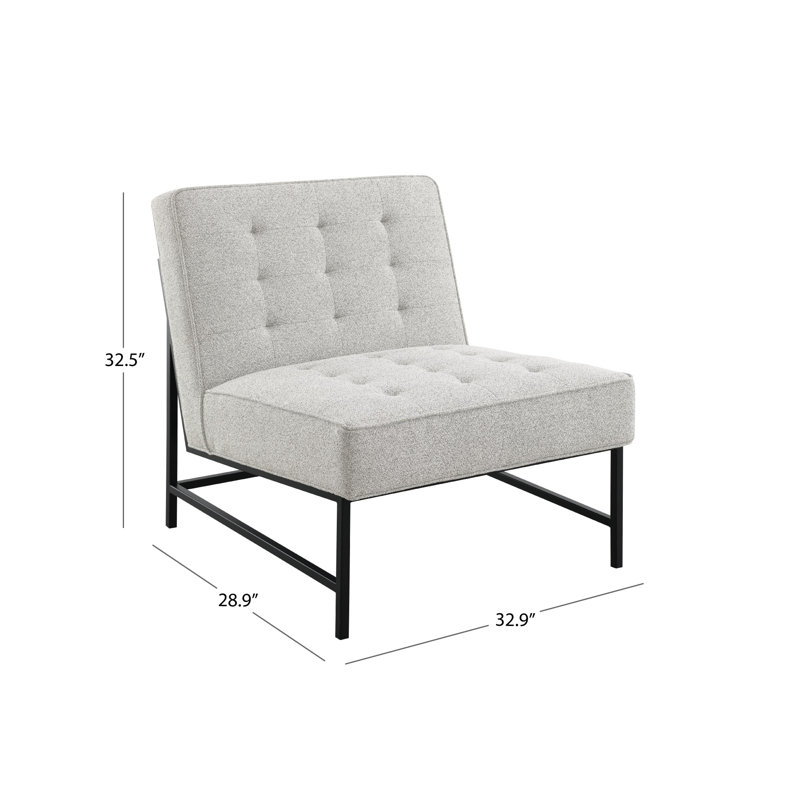 Fauteuil de chambre capitonné 32,9 po de largeur, 100 % polyester ivoire