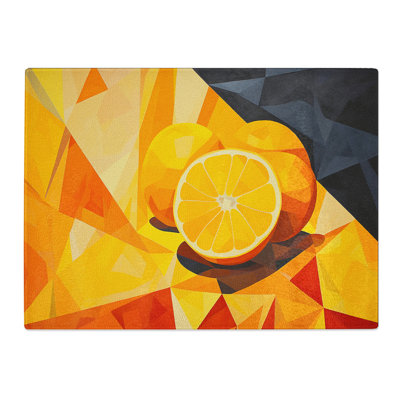 Orange Fruit Geometric  Glass Chopping Board