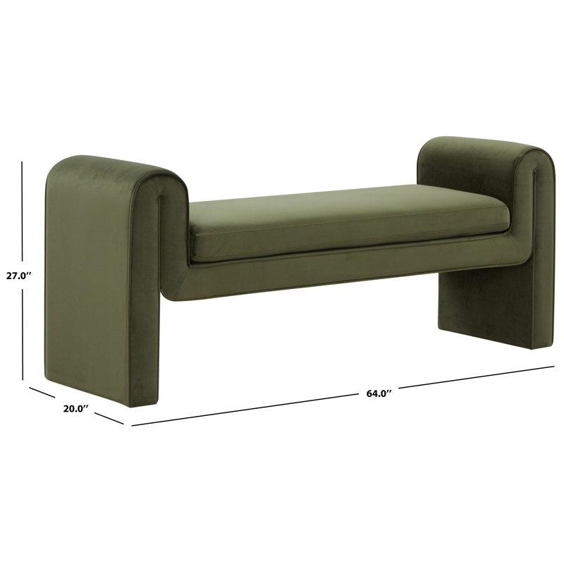 Garth Velvet Bench, Forest Green