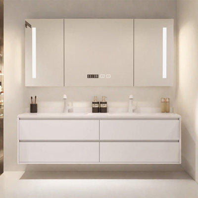 Armoire de salle de bain intégrée en céramique sans soudure