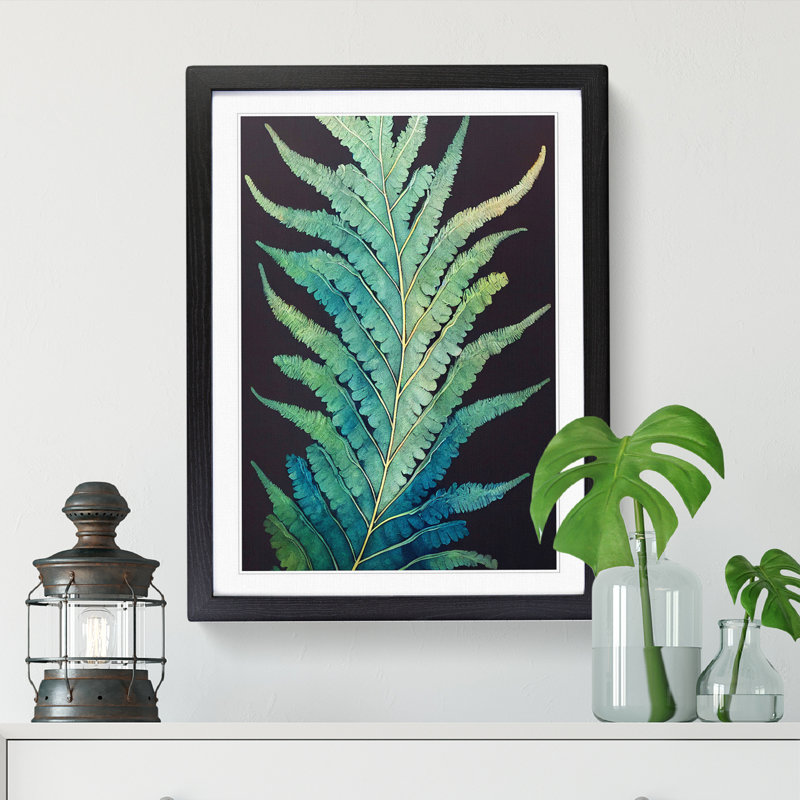 Pretty Fern Leaf - Single Picture Frame Print, 46cm H x 34cm W x 2cm D, Walnut