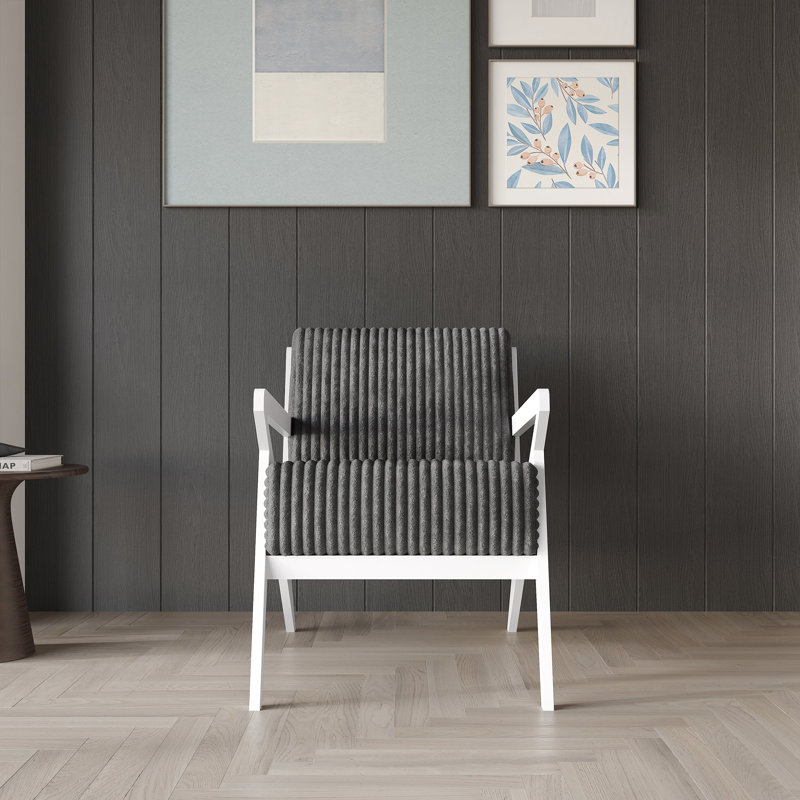 Fauteuil d'appoint en velours, Gris, Blanc