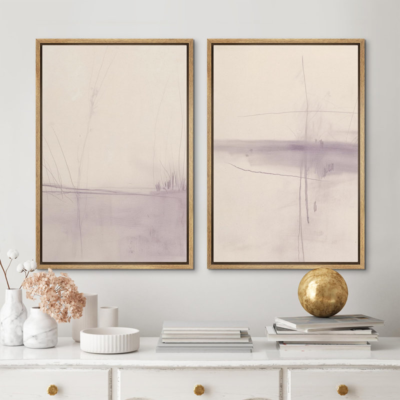 «Mid-Century Modern Brown», 2 pièces sur toile, Encadré naturel, H 16 po x l 24 po