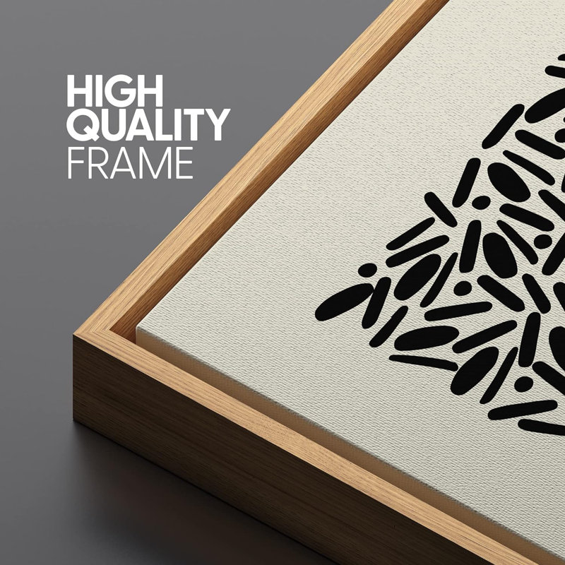 Natural Framed Geometric Abstract Canvas Wall Art Set