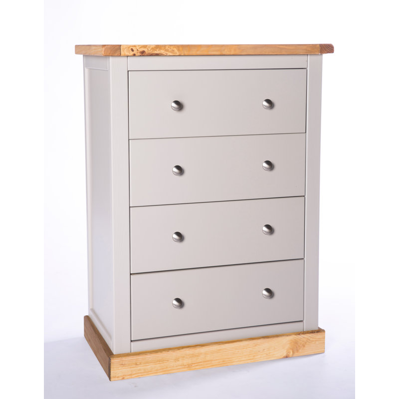 Phelps 70cm W 4 - Drawer Chest of Drawers, Chrome, Grey/Wood