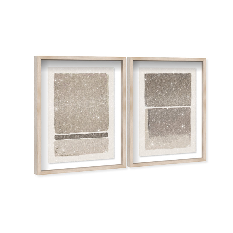 Clay Blocks Set Shadowbox Abstract Print by Oliver Gal, Black Frame, 10 x 15, 17.5"H x 25.5"W, Natural Oak Shadowbox