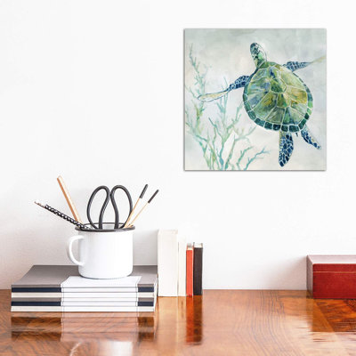 «Seaglass Turtle II» par Carol Robinson - reproduction d'art sur toile tendue