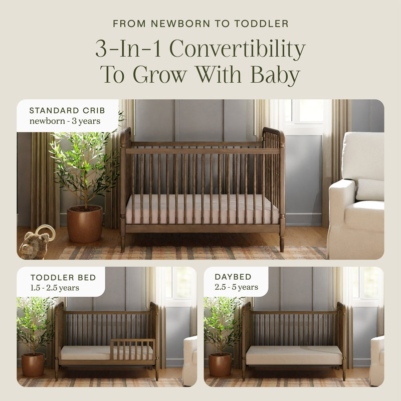 Liberty 3-in-1 Convertible Spindle Crib, Natural Walnut
