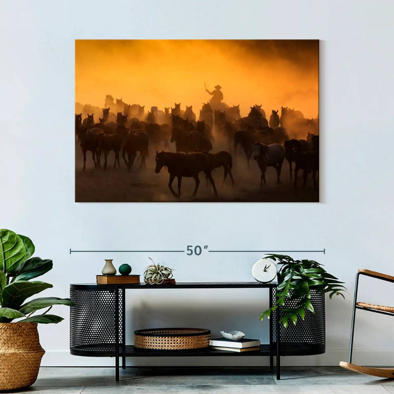 Lelar Herding Horses, 32" H x 48" W