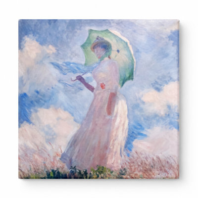 Femme avec un parasol tourné vers la droite (1886) - Art mural carré sur toile