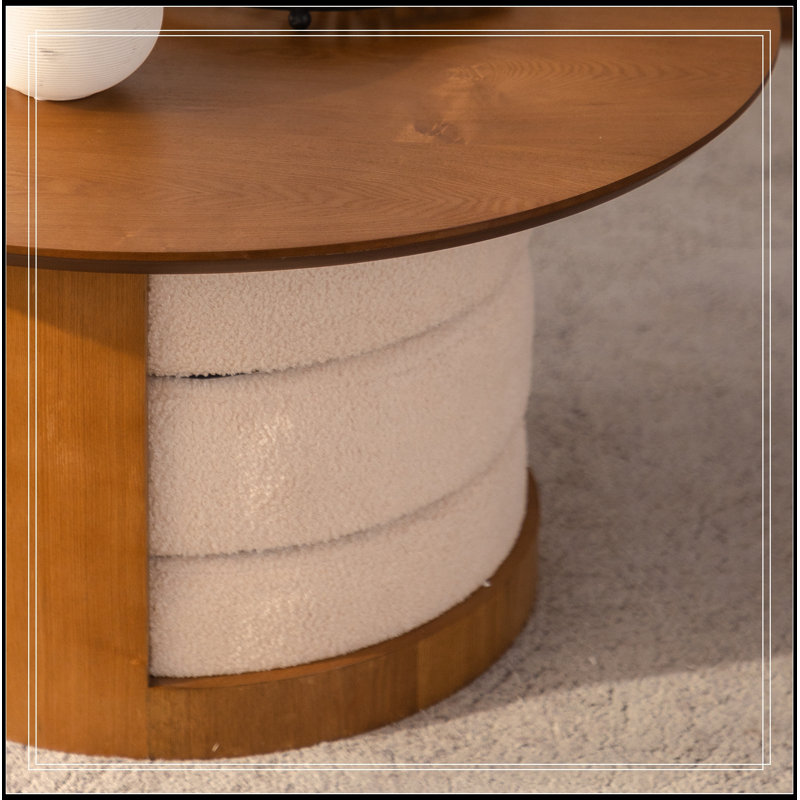 Rosman rond en bois avec 3 tabourets gigognes en tissu