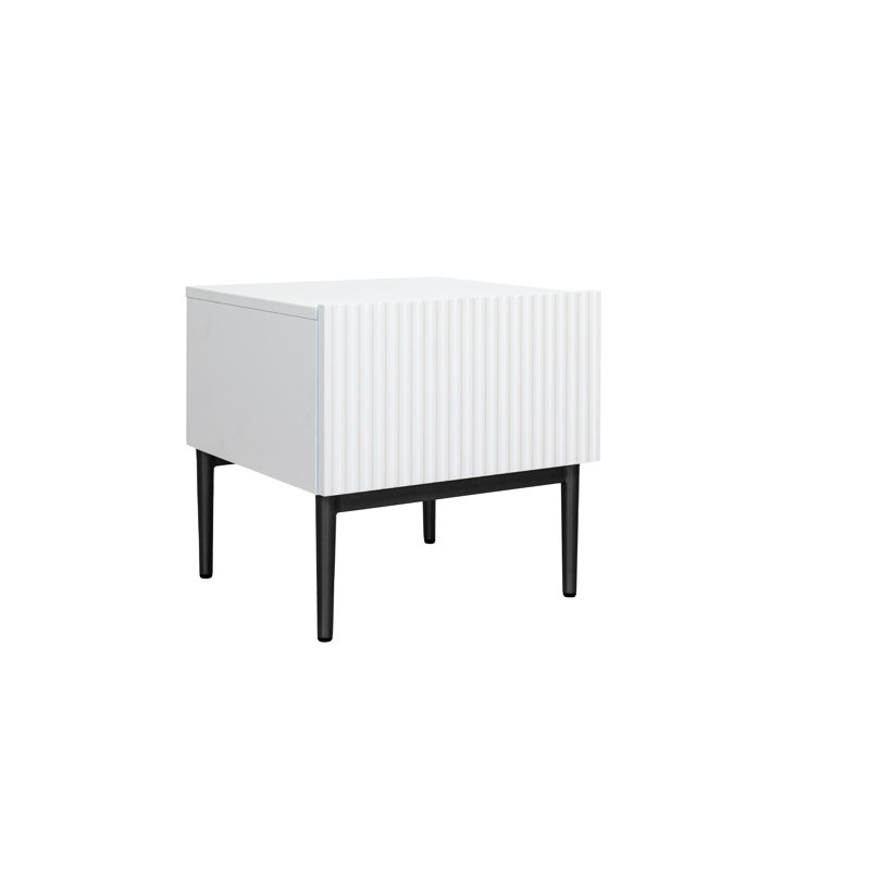 Alantra 46cm W Manufactured Wood Bedside Table, White/Black