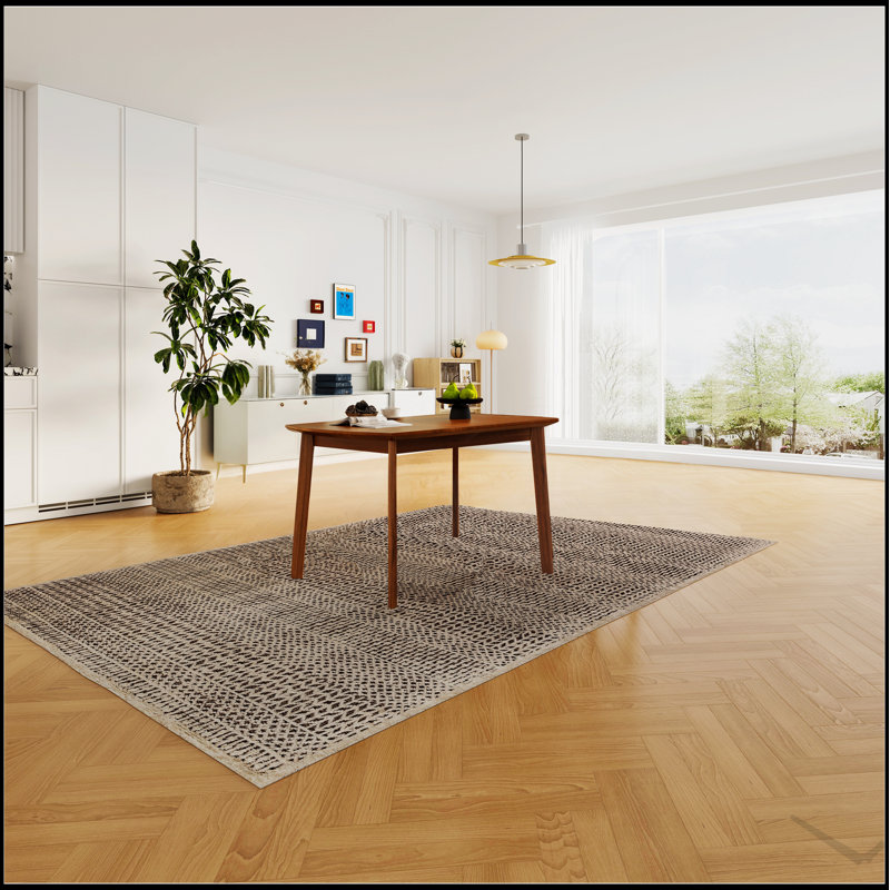 Table de salle à manger moderne de 47 pouces de style Mid-Century, table de salle à manger en bois massif pour 4 personnes, design rectangulaire minimaliste