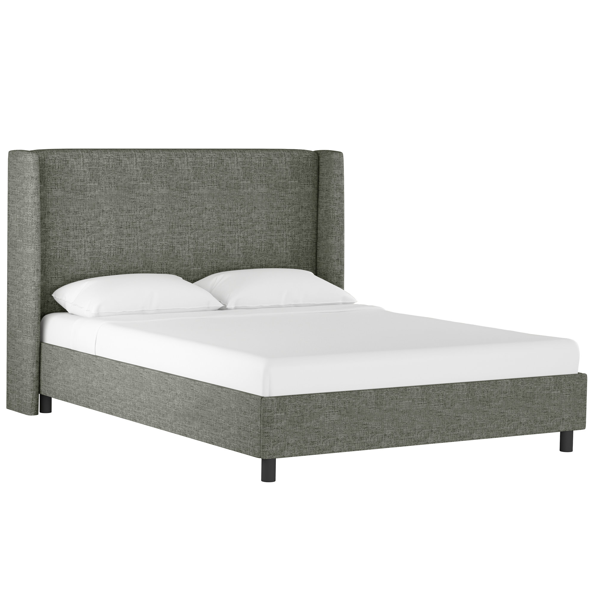 Tilly Upholstered Low Profile Platform Bed, Zuma Charcoal Textured Linen, King