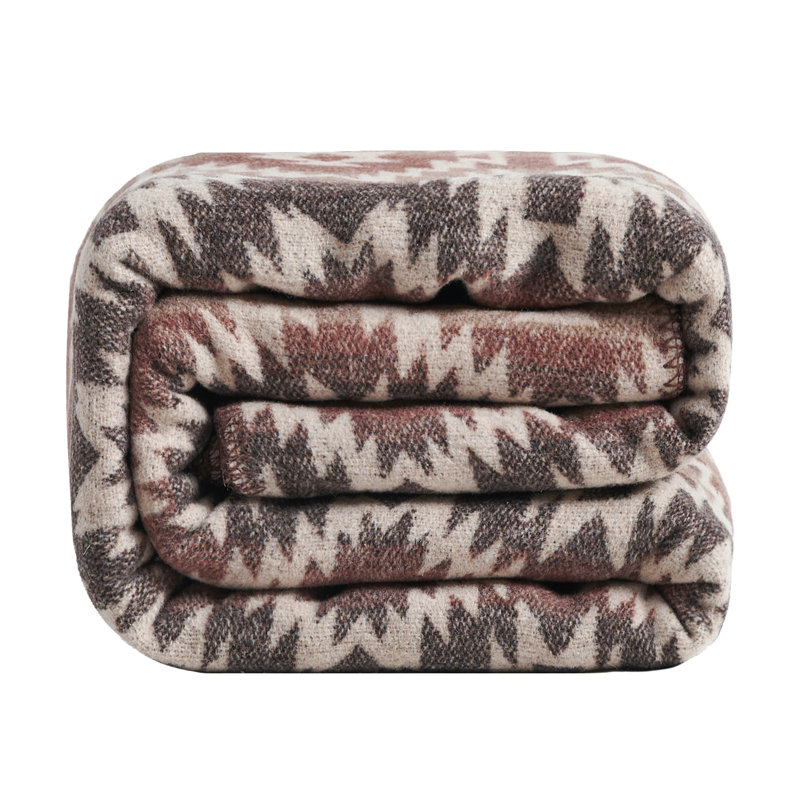 Full/Queen Southwestern Geometric Wool Blend Throw Blanket
