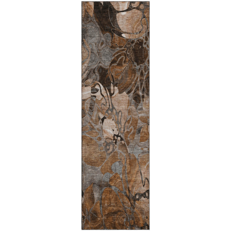 Tapis paprika Cerrito AMF558 lavable à la machine de qualité supérieure, Tapis de couloir 2 pi 3 po x 7 pi 6 po