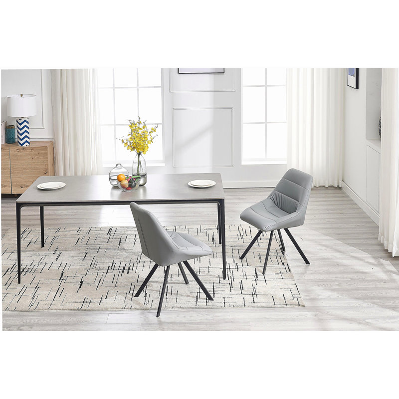 Chaise de salle à manger, chaise en tissu épais, ensemble de pieds en métal 2 pièces, gris, Gris