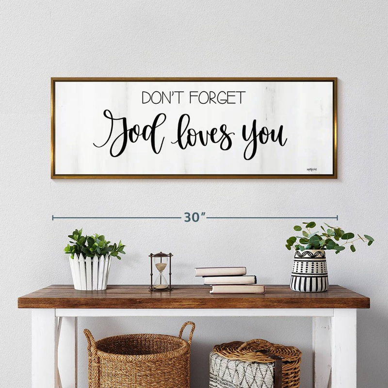 Dieu vous aime, Cadre flottant doré, 31 po x 11 po