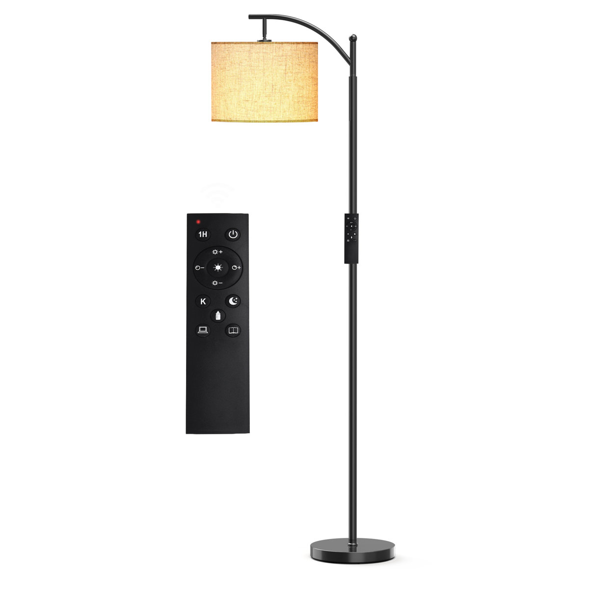 Latitude Run 62 Arched Floor Lamp With Remote Control And Bulb Included view 5