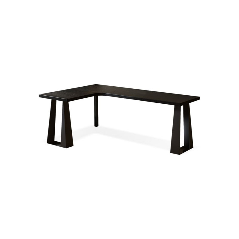 Bureau d'écriture rectangulaire en bois massif et fer noir, Orienté à gauche (vu de face)