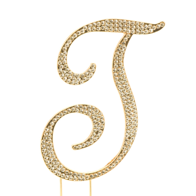 Surmatelas à gâteau "t" rhinestone, Or