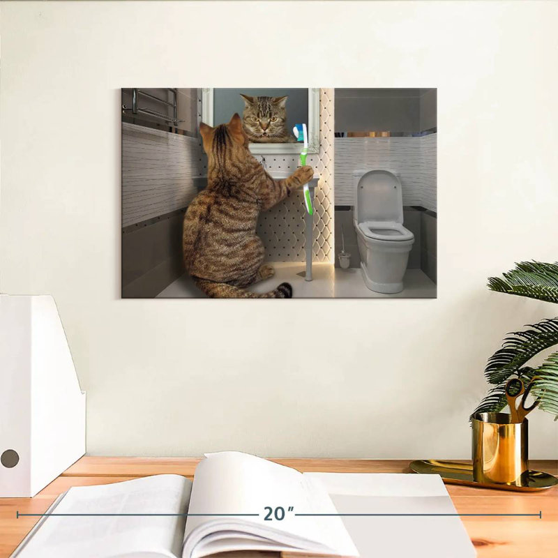 Chat Ketti avec brosse à dents, H 8 po x l 12 po