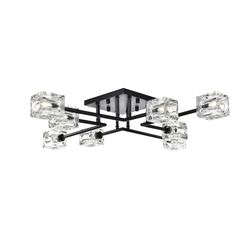 Elick Glass Semi Flush Mount, Black