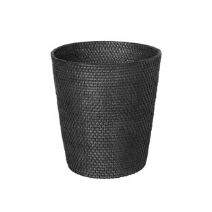 HEARTH & HARBOR 35 Gal. Black Wicker Rattan Outdoor Trash Can with