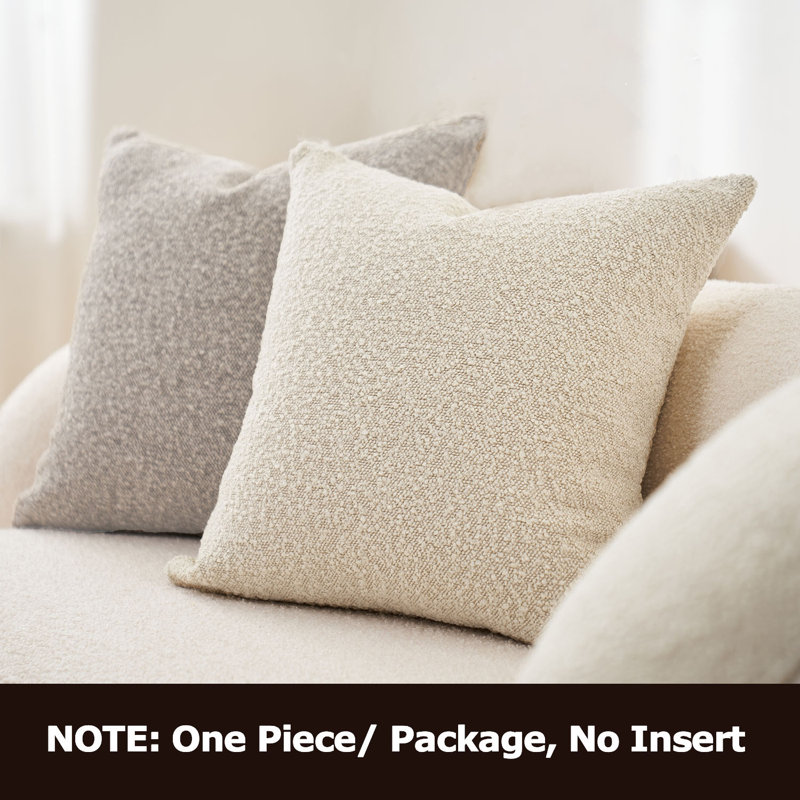 Beige Boucle Reversible 18" Pillow Cover