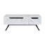 Table basse Throm blanche avec faux grain de marbre et plateau relevable