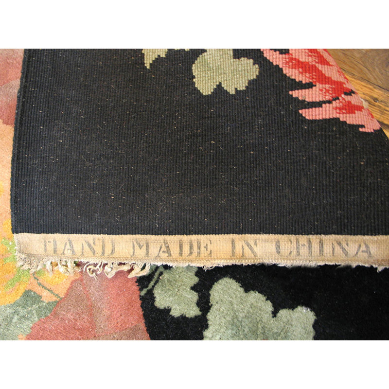 Coral Chinese - Art Deco Antique Wool Knotted 1920s Room Size Rectangle Rug