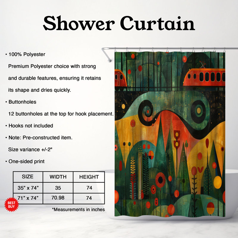 Rideau de douche Zingy Train - Premium, H 74 po x l 71 po