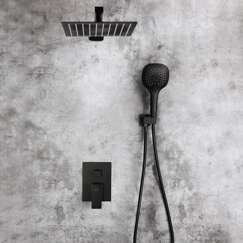 Système de douche complet avec valve brute, Noir mat