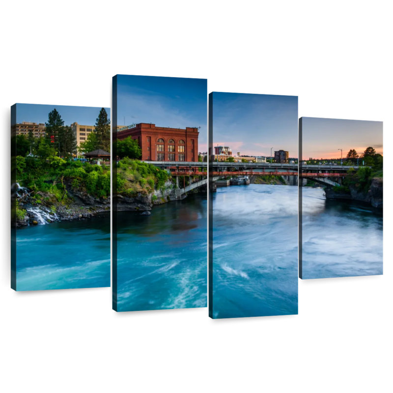 Rivière Nicci Spokane au coucher du soleil, H 27 po x l 43 po