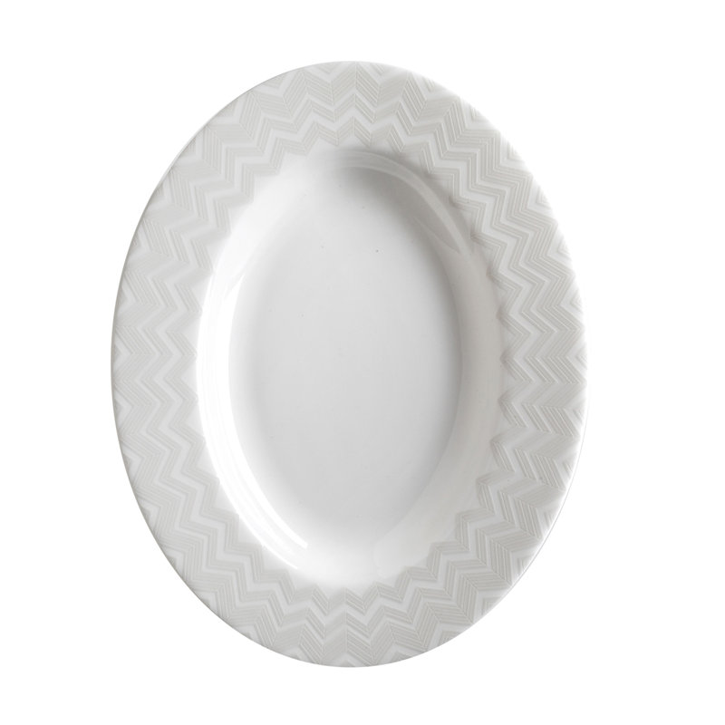 Missoni Pickle Dish ZIG ZAG  White Diam. 9"