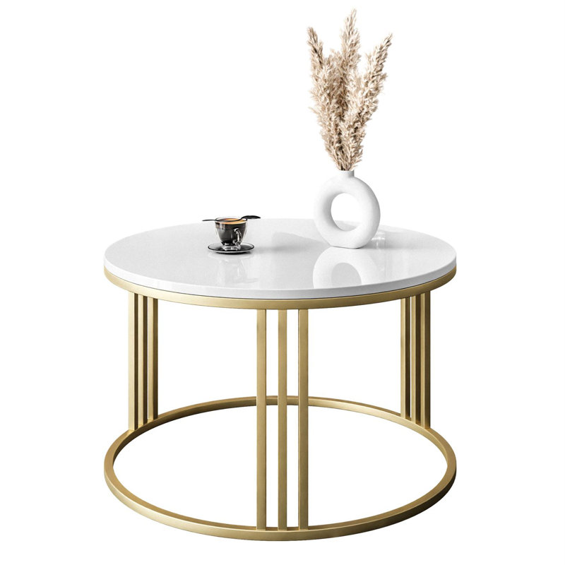 Arshman coffee table, Matt Gold, White Gloss