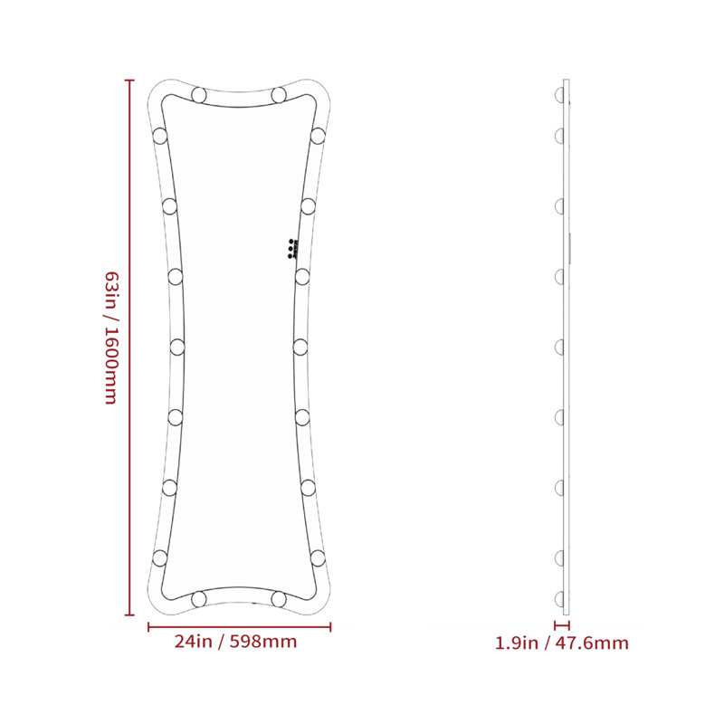Hollywood Full Length Mirror With Lights Full Body Vanity Mirror With 3 Color Modes Lighted Standing Floor Mirror For Dressing Room Bedroom Wall Mounted Touch Control 63"X24"